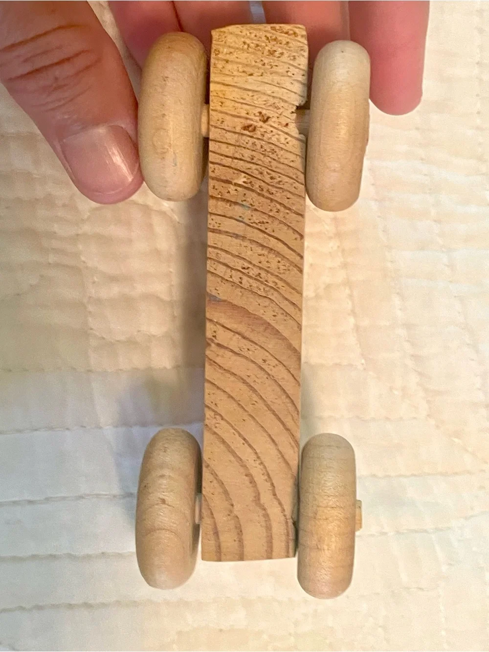 Natural Wood Toy Race Car - Unbranded (handmade one of a kind)